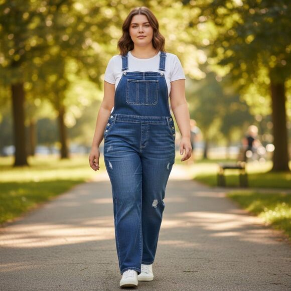 TORRID Straight Leg Stretch Dark Wash Overalls, EUC! Size 20 - Picture 2 of 10